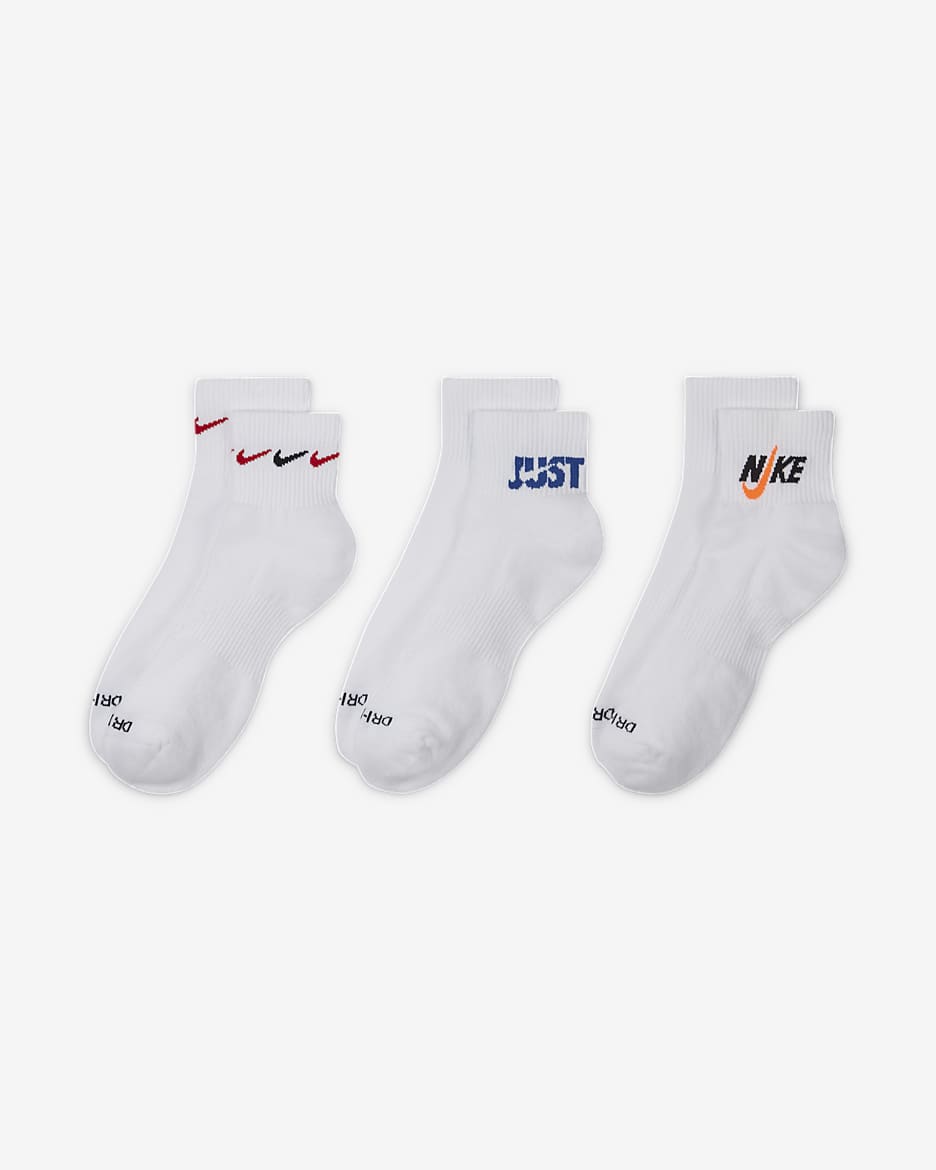 Nike Everyday Plus Cushioned Training Ankle Socks (3 Pairs) - Multi-Colour