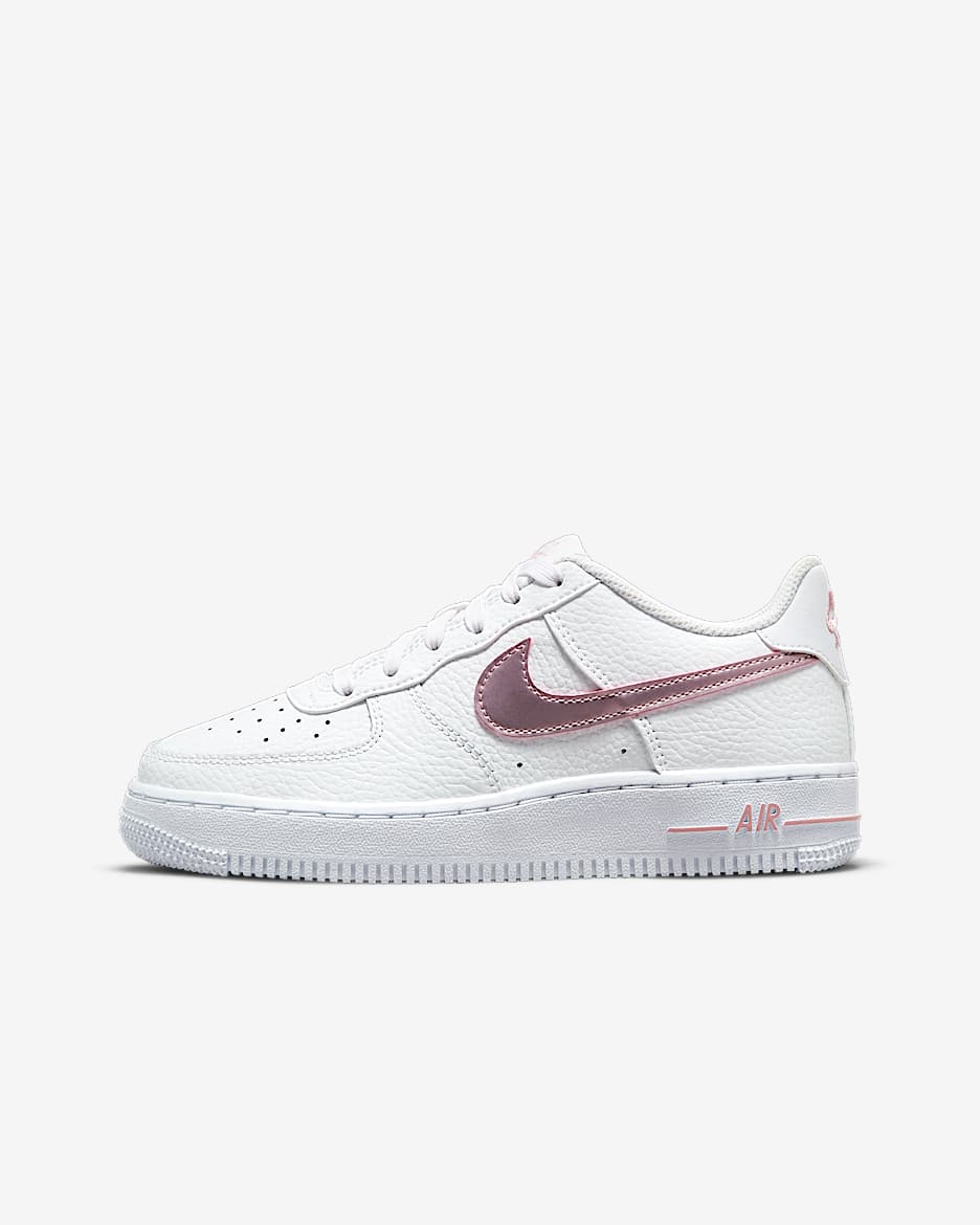 Nike Air Force 1 大童鞋款 - 白色/Pink Glaze