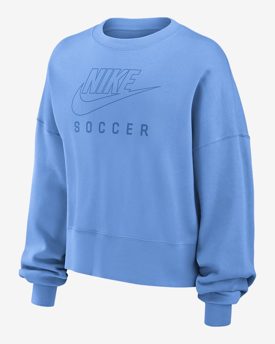 Nike Phoenix Fleece Women's Soccer Crew-Neck Sweatshirt - University Blue