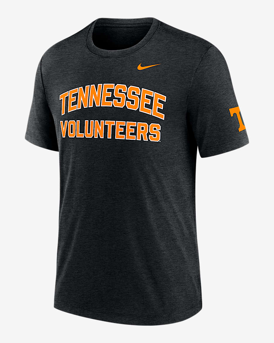 Playera universitaria Nike para hombre Tennessee Campus Collegiate Block - Negro jaspeado