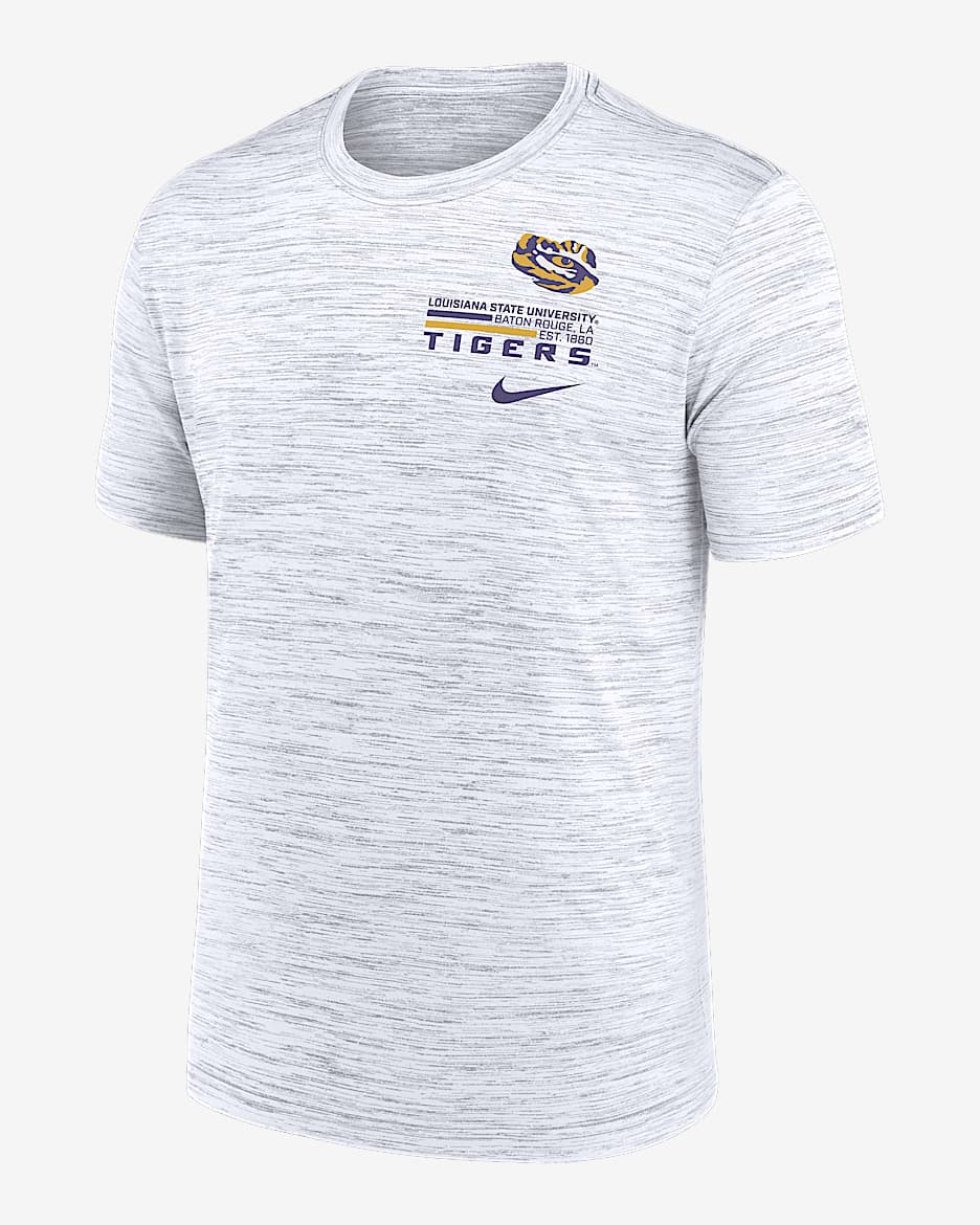 LSU Campus Chest Stack Velocity Men's Nike Dri-FIT College T-Shirt - White