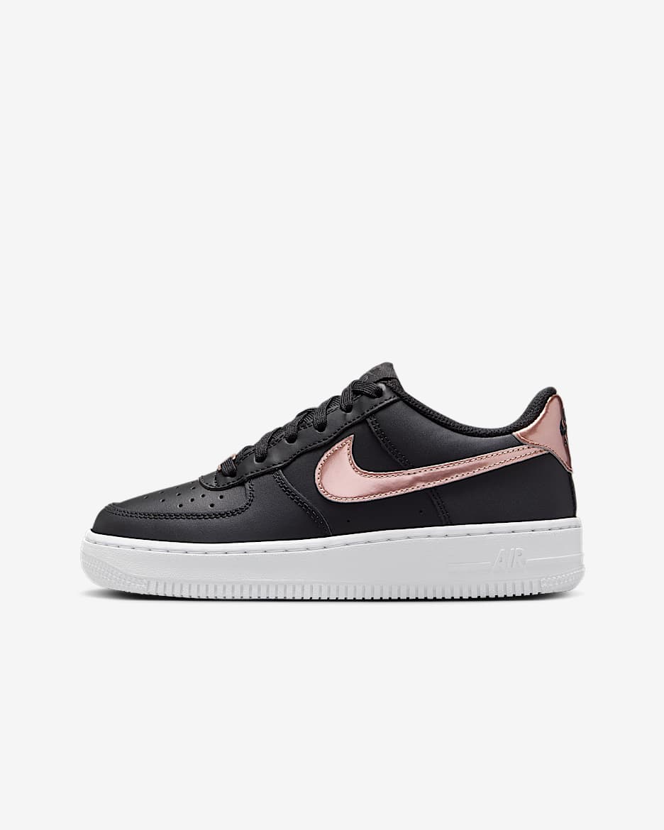 Nike Air Force 1 SE Older Kids' Shoes - Black/White/Anthracite/Metallic Red Bronze