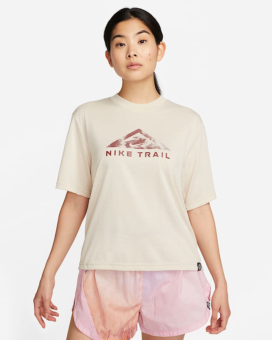 Nike Dri-FIT Trail Women's Short-Sleeve Tee - Sand Drift/Dark Pony