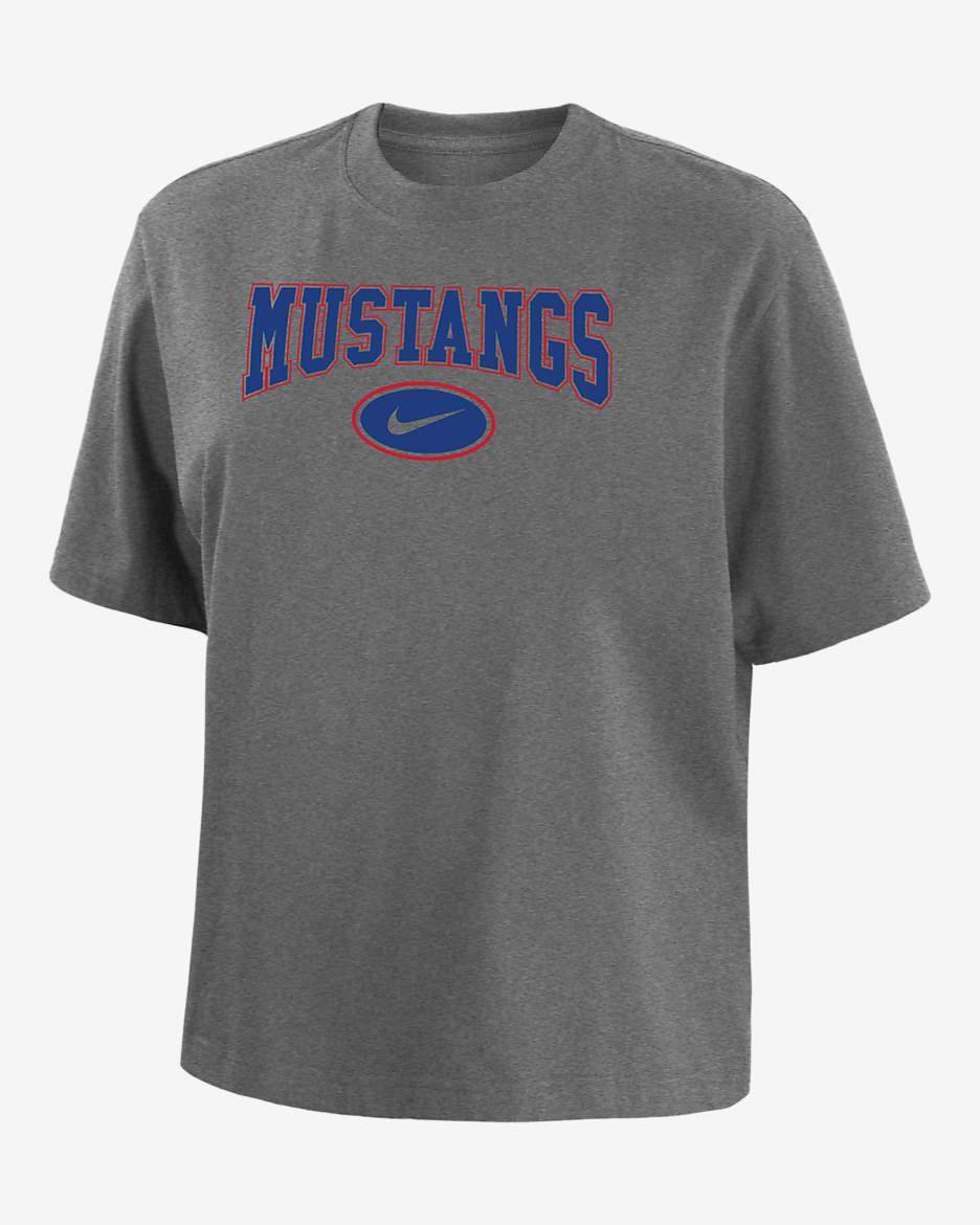 SMU Women's Nike College Boxy T-Shirt - Dark Grey Heather