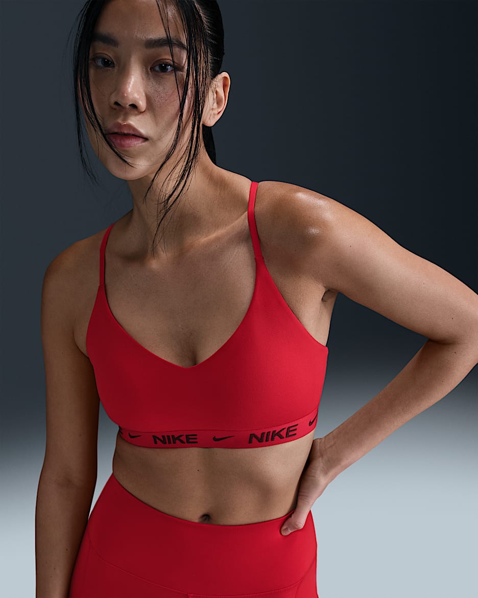 Nike Indy Light Support Women's Padded Adjustable Sports Bra - University Red/Dark Team Red