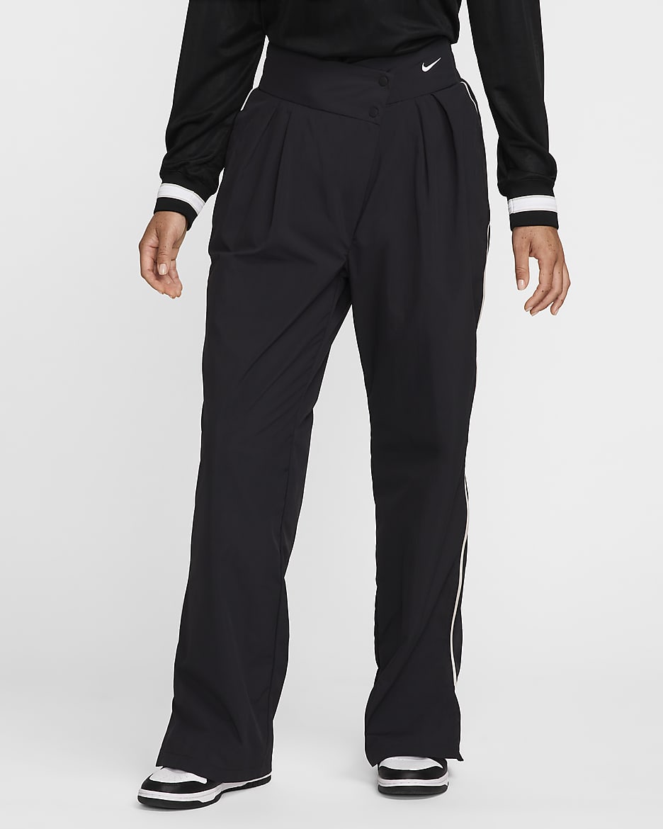 Pantalón Repel de tiro medio de pretina asimétrica Nike Sportswear Collection - Negro/Mena de hierro claro/Blanco