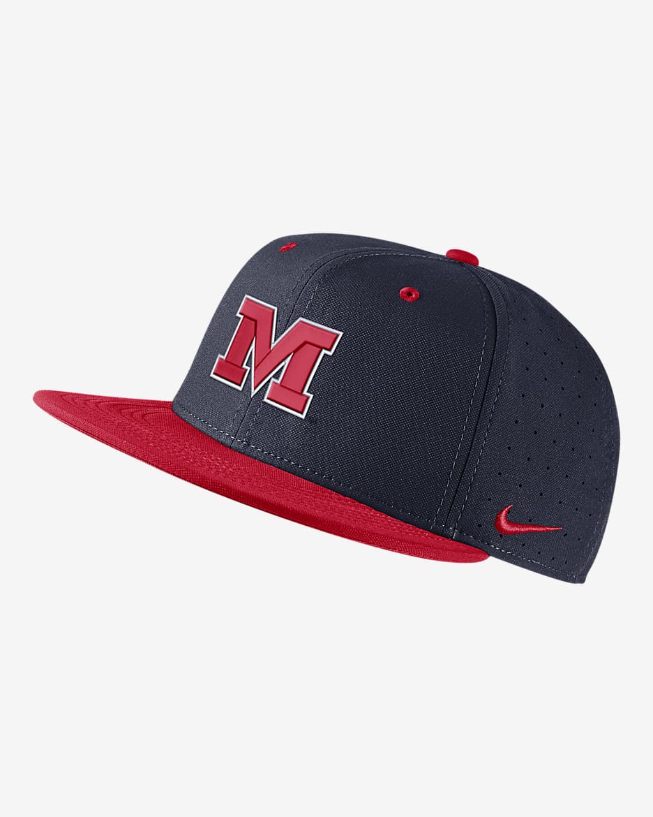 Gorro de béisbol ajustado Nike College Ole Miss - Negro