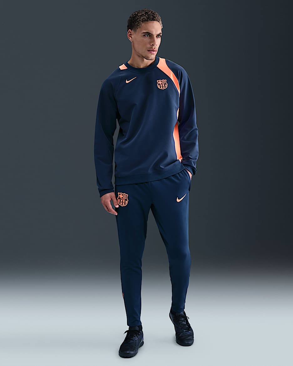 F.C. Barcelona Strike Third Men's Nike Dri-FIT Total 90 Football Knit Pants - Midnight Navy/Bright Mango/Bright Mango