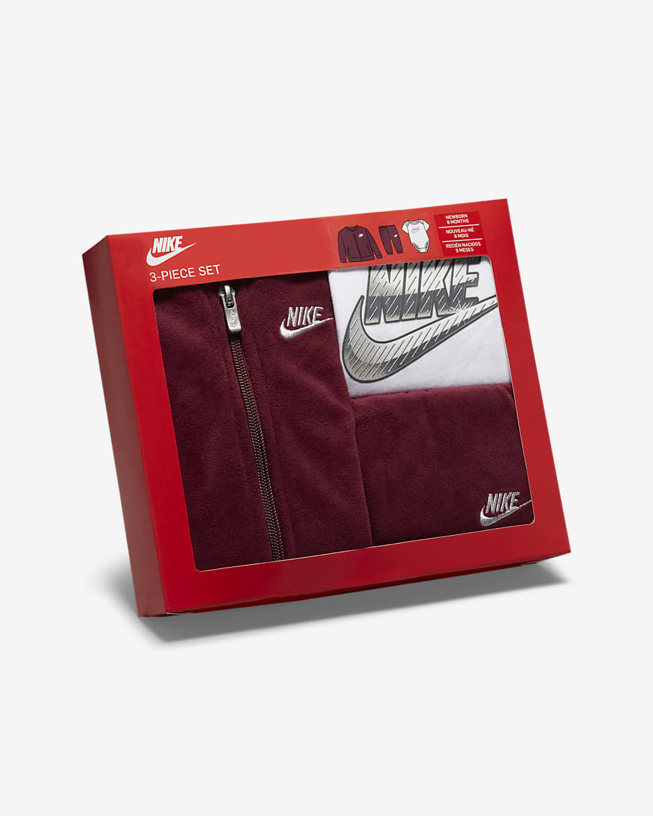 Nike Baby (0-9M) 3-Piece Box Set - Dark Beetroot