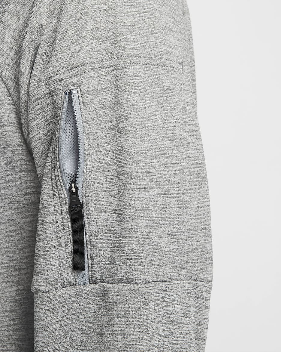 Nike Therma Men's Therma-FIT Full-Zip Fitness Top - Dark Grey Heather/Particle Grey/Black