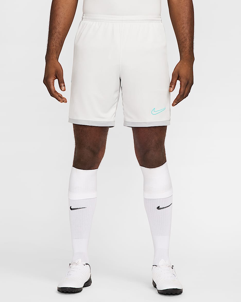 Short de foot Nike Dri-FIT Academy pour homme - Photon Dust/Light Smoke Grey/Dynamic Turquoise