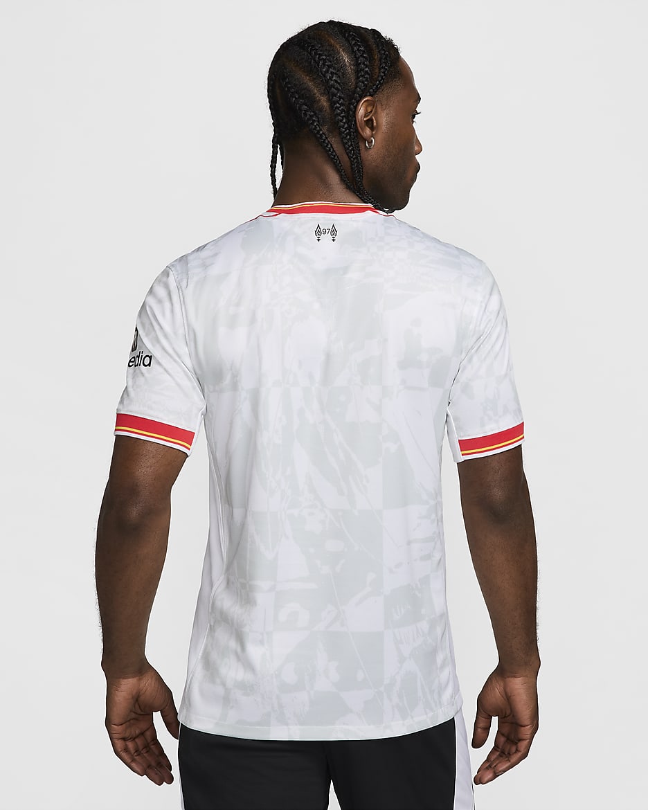 Męska koszulka piłkarska Nike Dri-FIT Liverpool F.C. Stadium 2024/25 (wersja trzecia) – replika - Biel/Pure Platinum/Czerń/Global Red