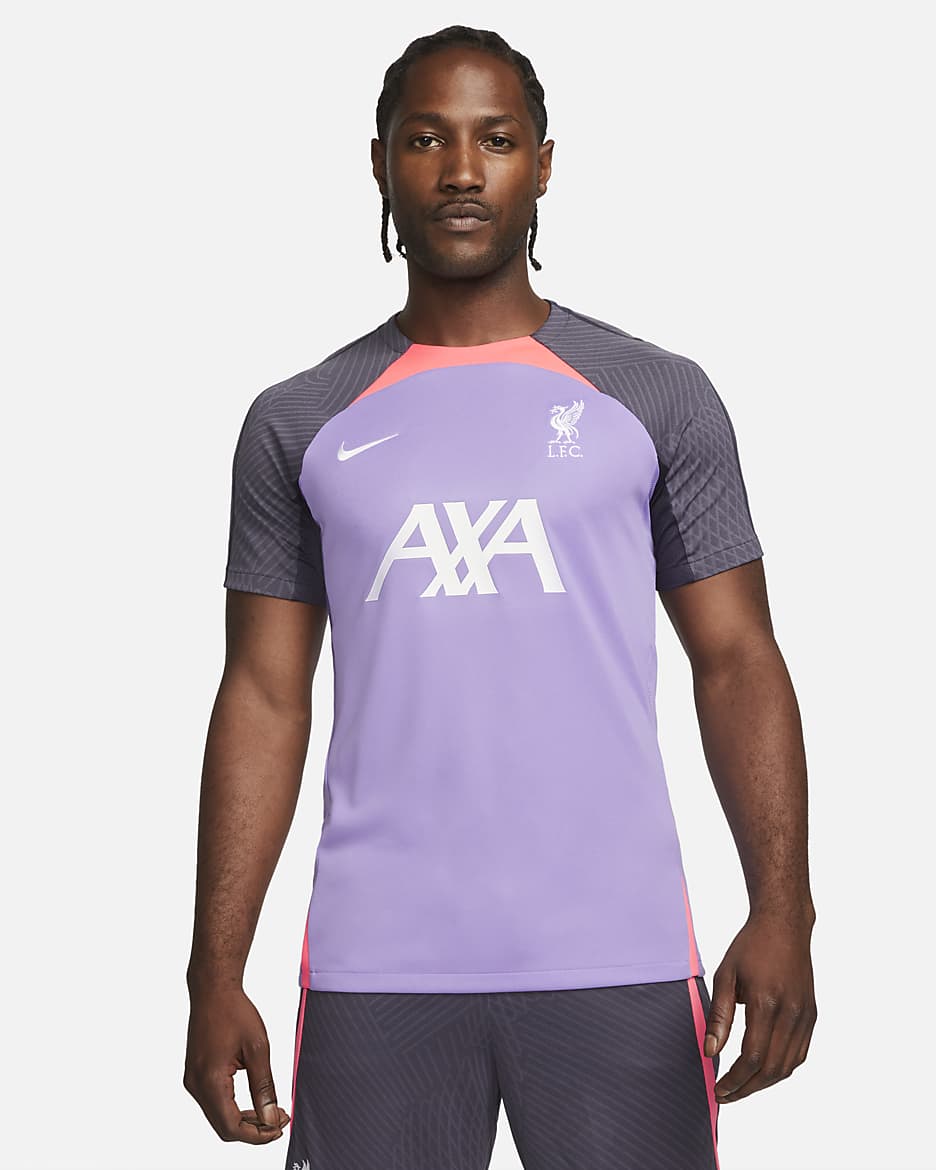 Liverpool F.C. Strike Third Men's Nike Dri-FIT Football Short-Sleeve Top - Space Purple/Hot Punch/White