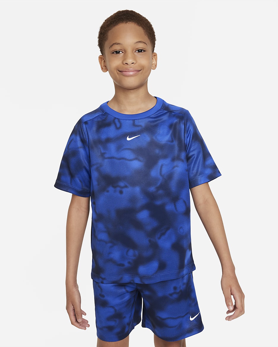 Nike Dri-FIT Multi+ Big Kids' (Boys') Printed Training Top - Game Royal/White