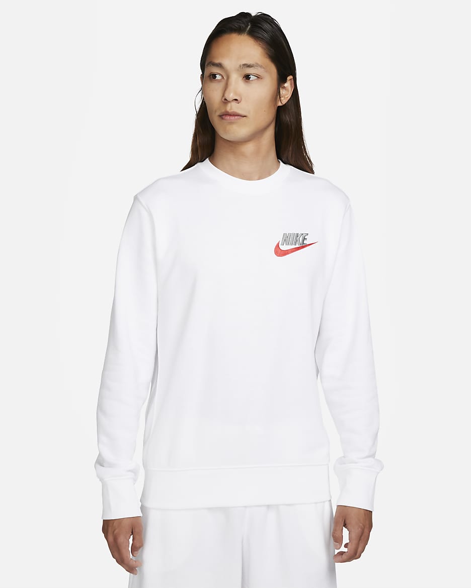 Nike Club Men's French Terry Crew - White