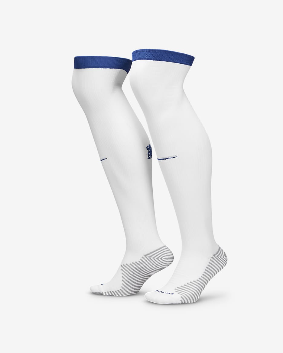 Chaussettes de foot montantes Nike Dri-FIT Chelsea FC Strike Domicile - Blanc/Rush Blue/Rush Blue