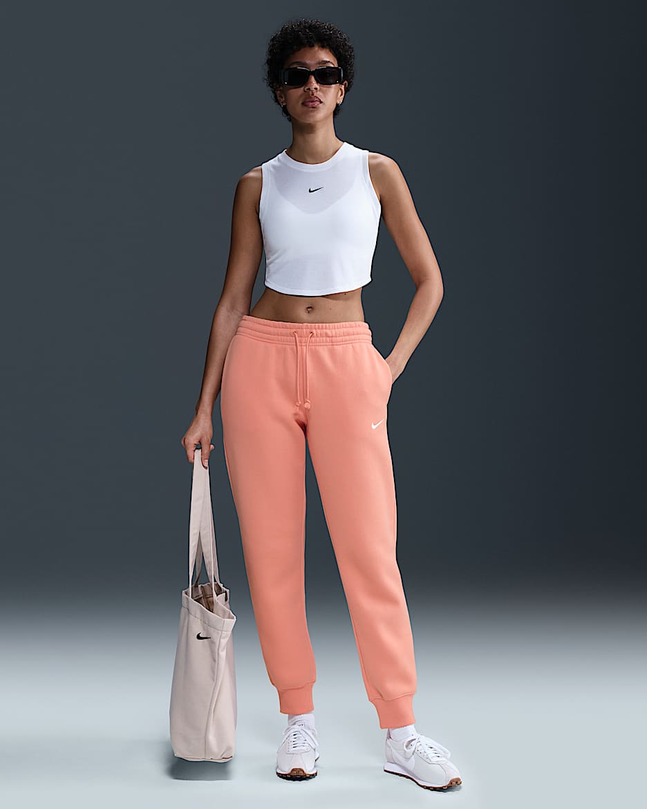Pantalon de survêtement taille mi-haute Nike Sportswear Phoenix Fleece pour femme - Apricot Agate/Sail