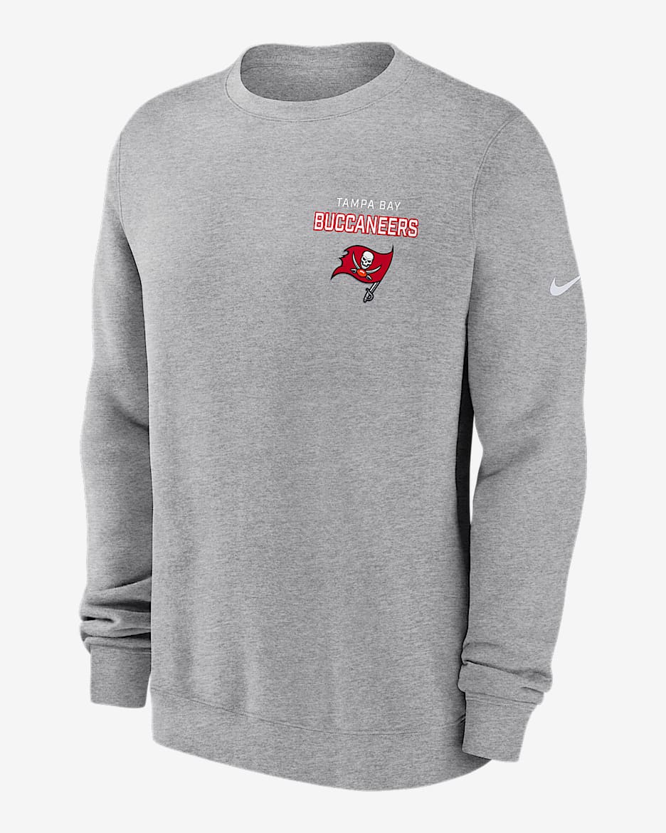Tampa Bay Buccaneers Draw Block Club Men's Nike NFL Pullover Crew - Grey Heather