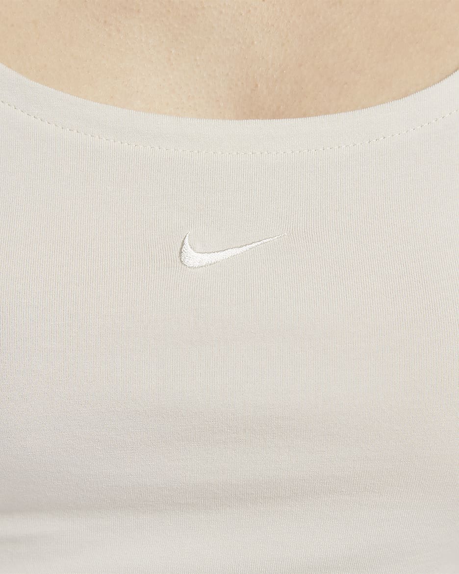 Nike Sportswear Chill Knit Women's Short-Sleeve Square-Neck Top - Light Orewood Brown/Sail