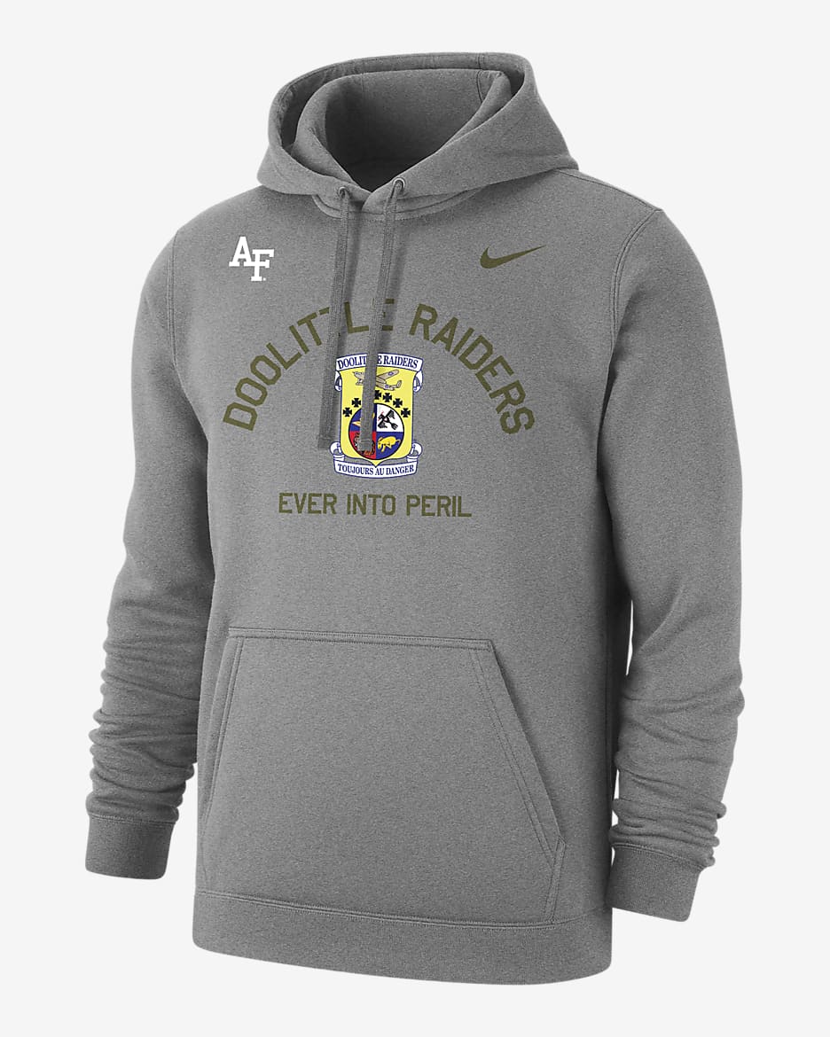 Sudadera con gorro universitaria Nike para hombre Air Force Club - Gris oscuro jaspeado