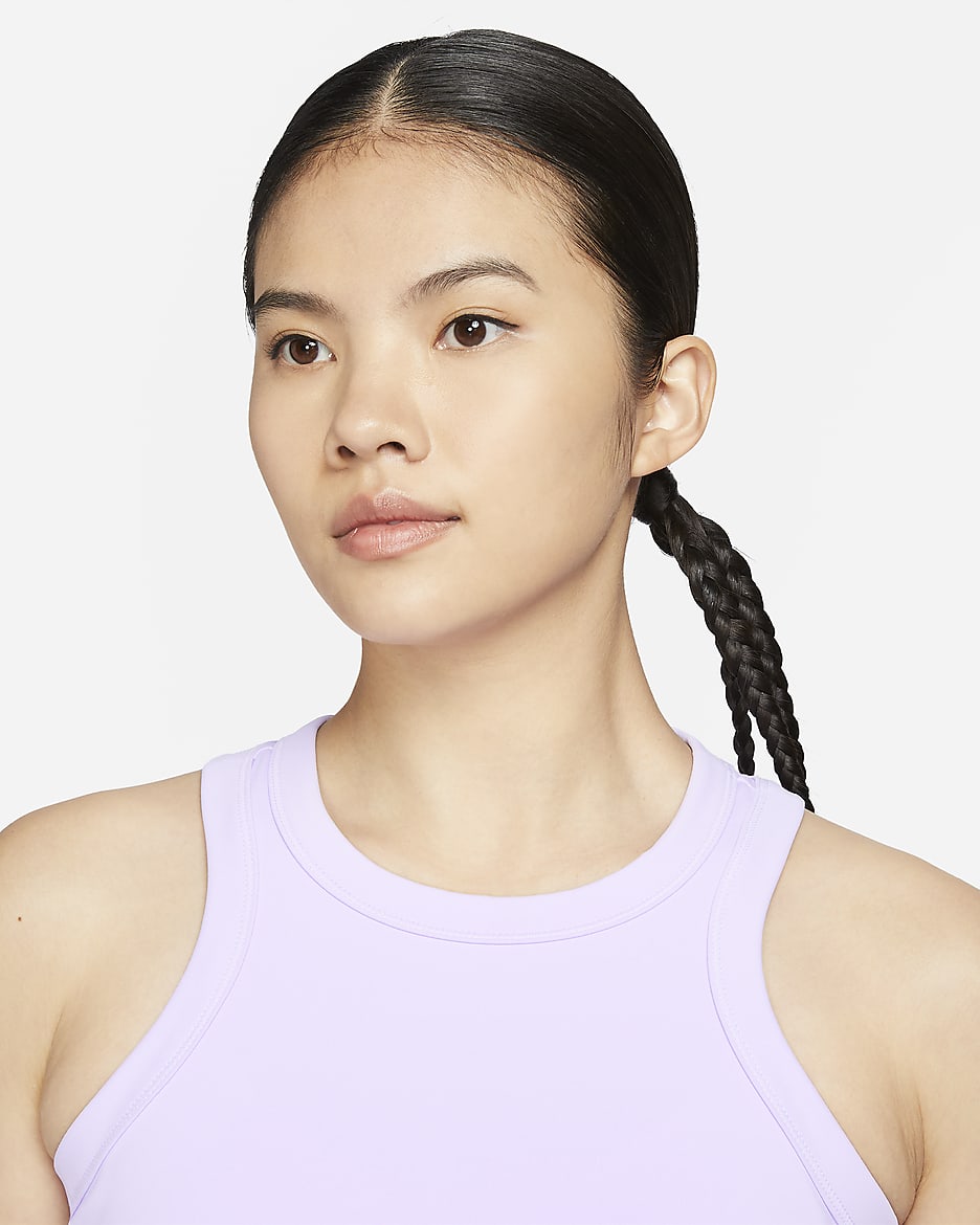 Nike One Fitted Women's Dri-FIT Cropped Tank Top - Lilac Bloom/Black