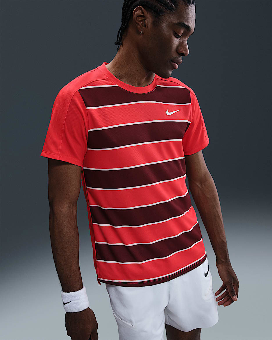 NikeCourt Slam Men's Dri-FIT ADV Tennis Top - Light Crimson/White