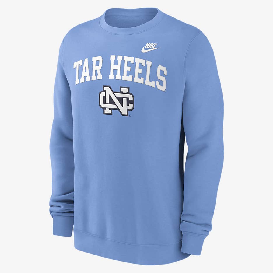 Sudadera de cuello redondo sin cierre universitaria Nike para hombre North Carolina Tar Heels Legacy Classic Arch Over Logo - Azul valor