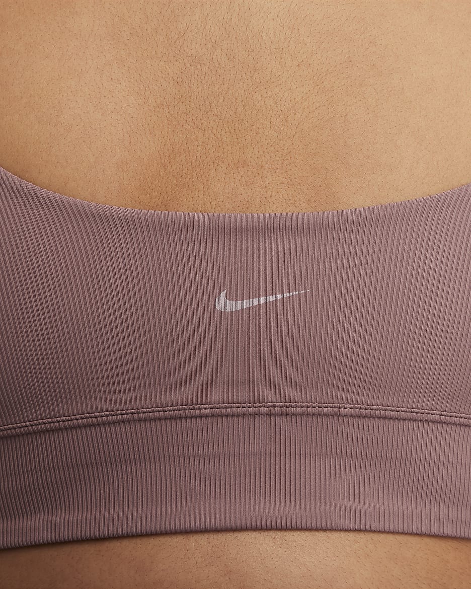 Bra longline non imbottito a sostegno leggero Nike Zenvy Rib (Plus size) – Donna - Smokey Mauve/Smokey Mauve/Bianco