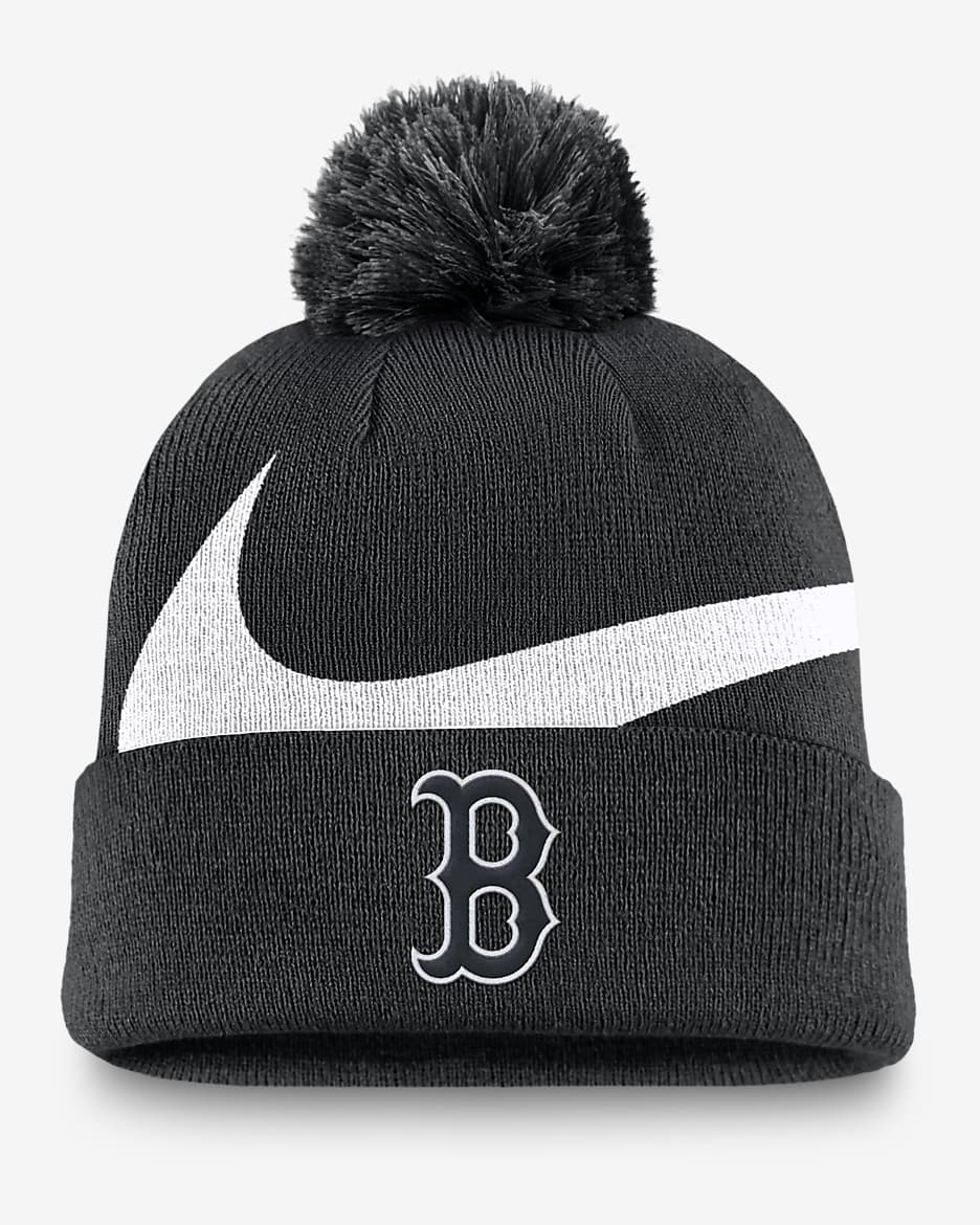 Boston Red Sox Peak Men's Nike MLB Cuffed Pom Beanie - Black