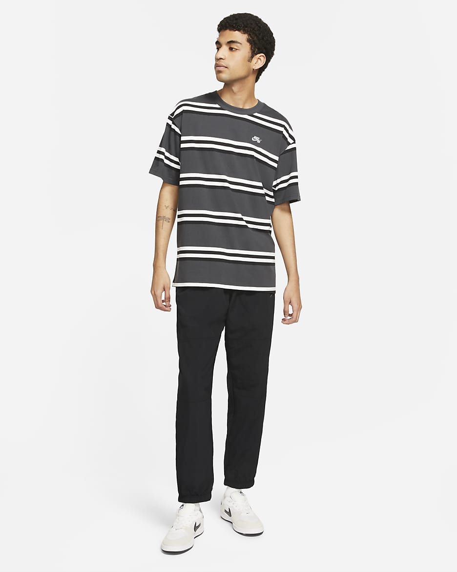 Nike SB Men's Striped Skate T-Shirt - Dark Smoke Grey