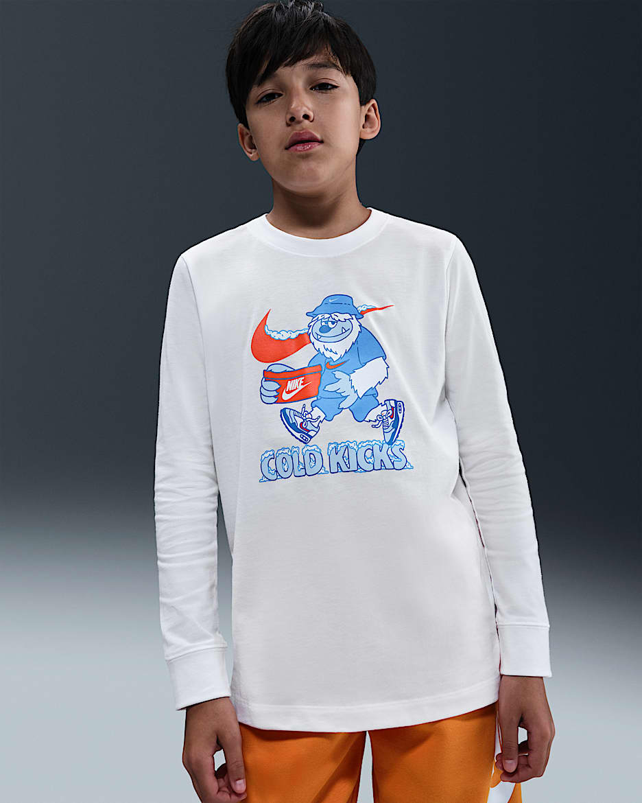Playera de manga larga para niños grandes Nike Sportswear - Blanco