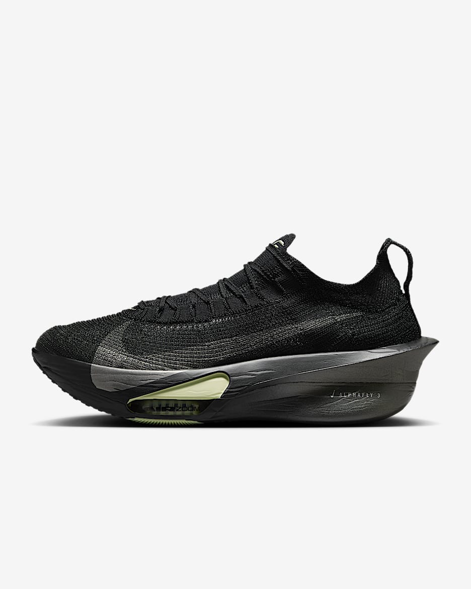 Nike Alphafly 3 Men's Road Racing Shoes - Black/Olive Aura/Metallic Silver/Metallic Medium Ash
