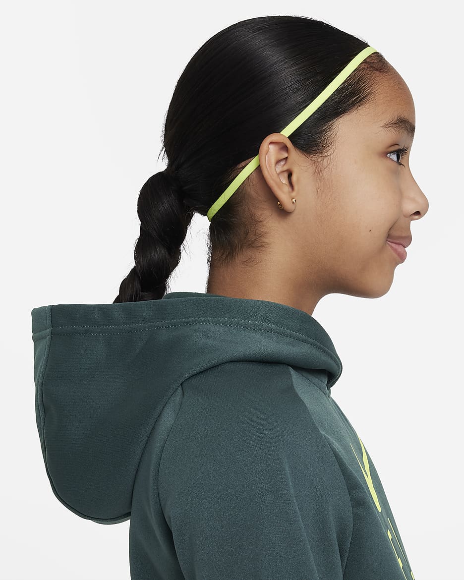 Nike Big Kids' (Girls') Therma-FIT Basketball Hoodie - Deep Jungle/Light Lemon Twist