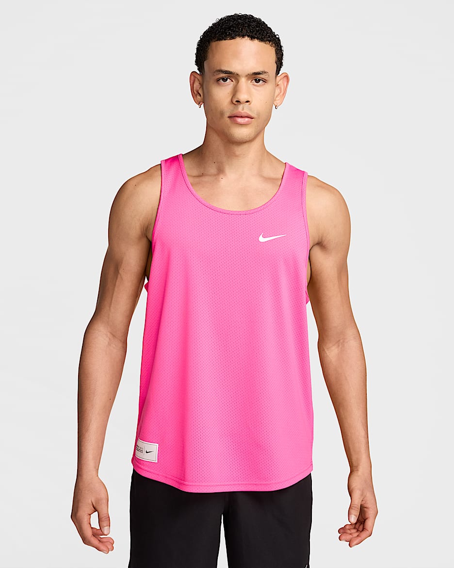 Camiseta de tirantes de malla para hombre Nike Swim - Rosa paleta/Blanco