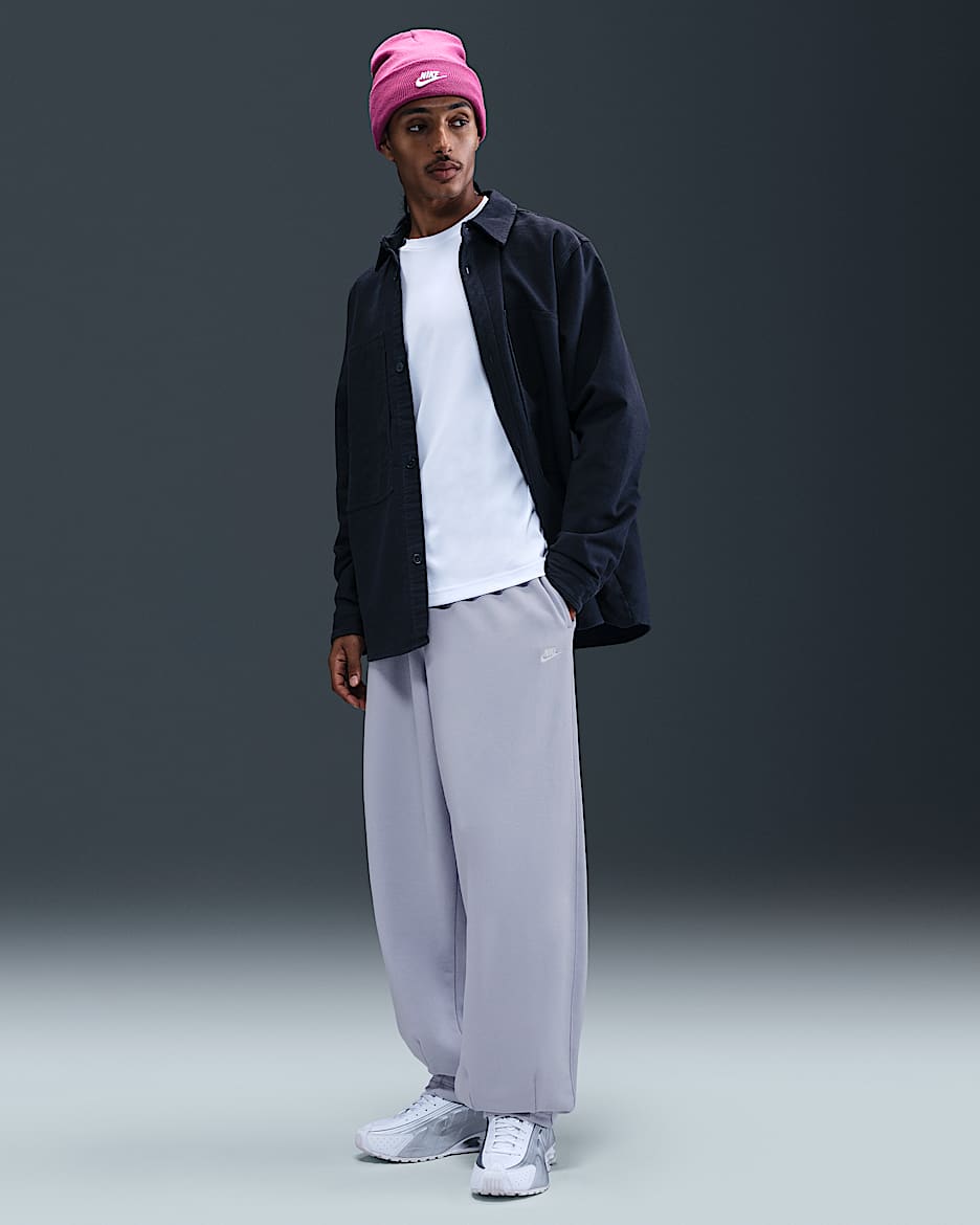 Nike Club Fleece Men's Oversized French Terry Trousers - Ghost/Ghost/White