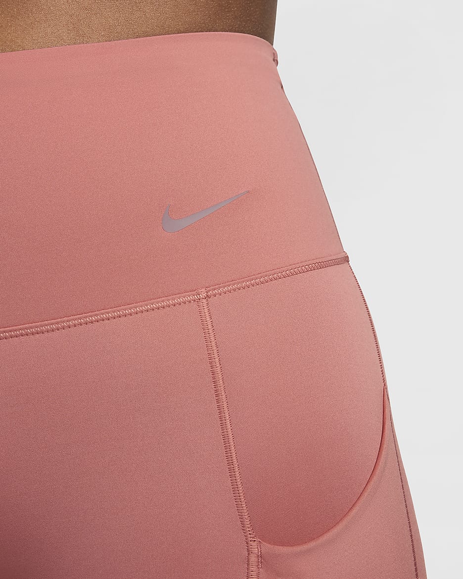 Leggings de tiro alto de 7/8 de sujeción firme con bolsillos para mujer Nike Go - Rosa cañón/Negro