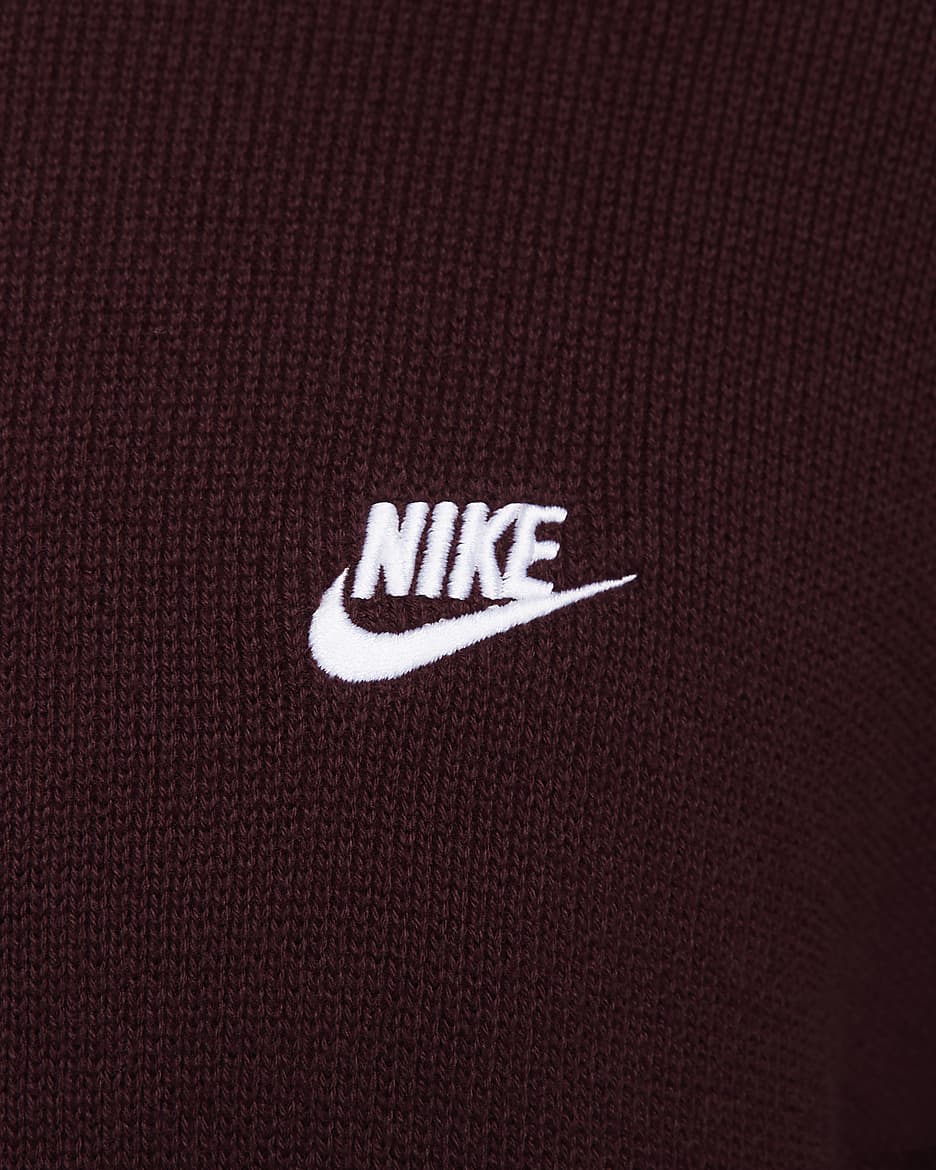 Nike Club Pullover mit Rundhalsausschnitt (Herren) - Burgundy Crush/Weiß