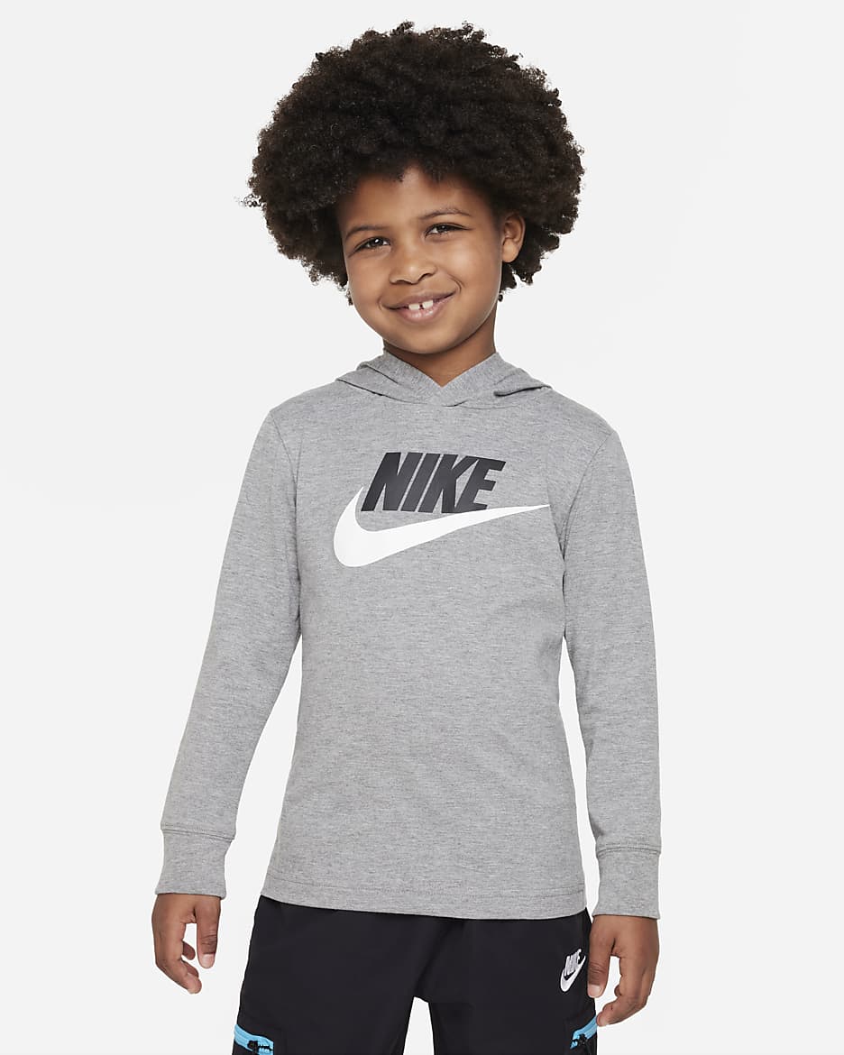 Nike Sportswear Futura Hooded Long Sleeve Tee Little Kids' T-Shirt - Carbon Heather