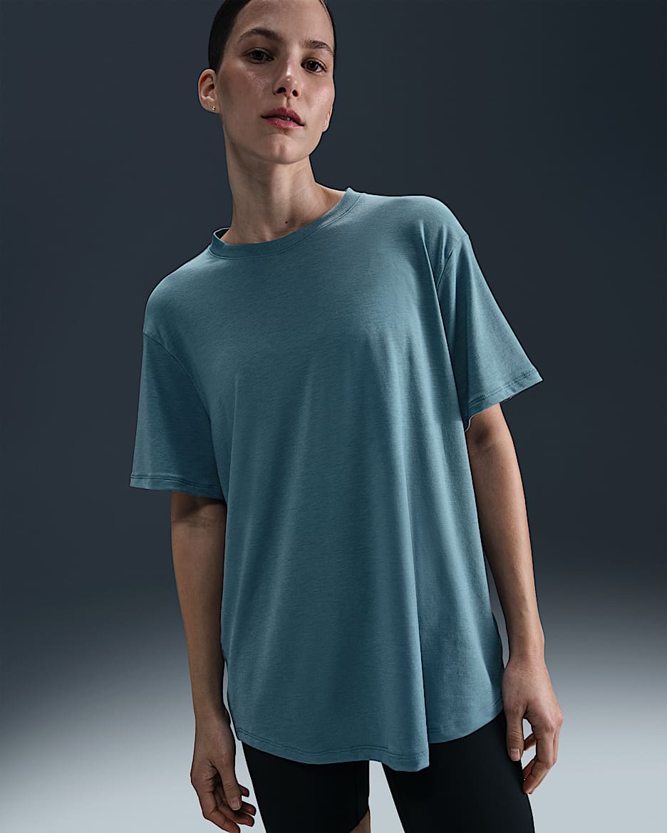 Nike One Relaxed Dri-FIT damestop met korte mouwen - Smokey Blue/Zwart