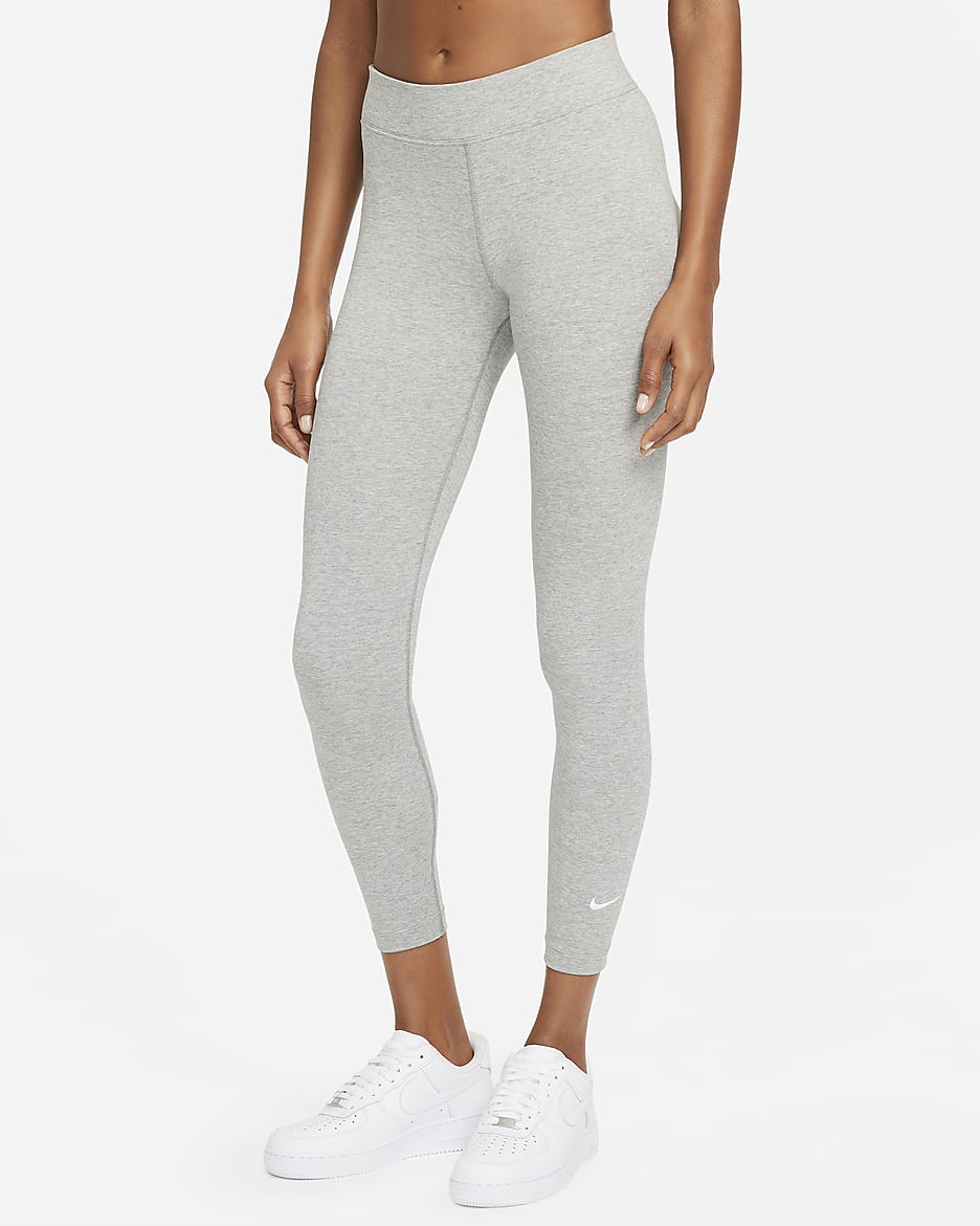 Legging 7/8 taille mi-haute Nike Sportswear Essential pour Femme - Dark Grey Heather/Blanc