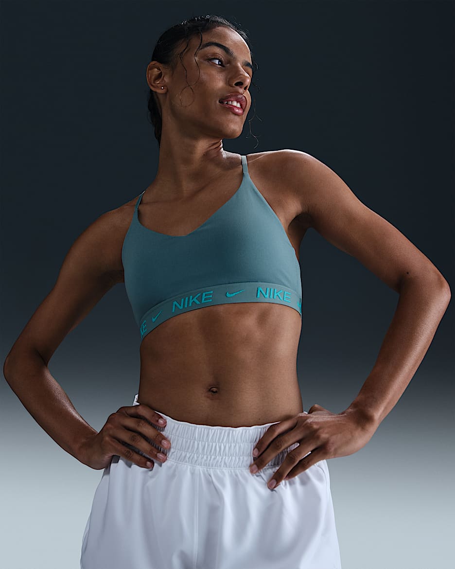 Brassière de sport réglable rembourrée à maintien léger Nike Indy pour femme - Smokey Blue