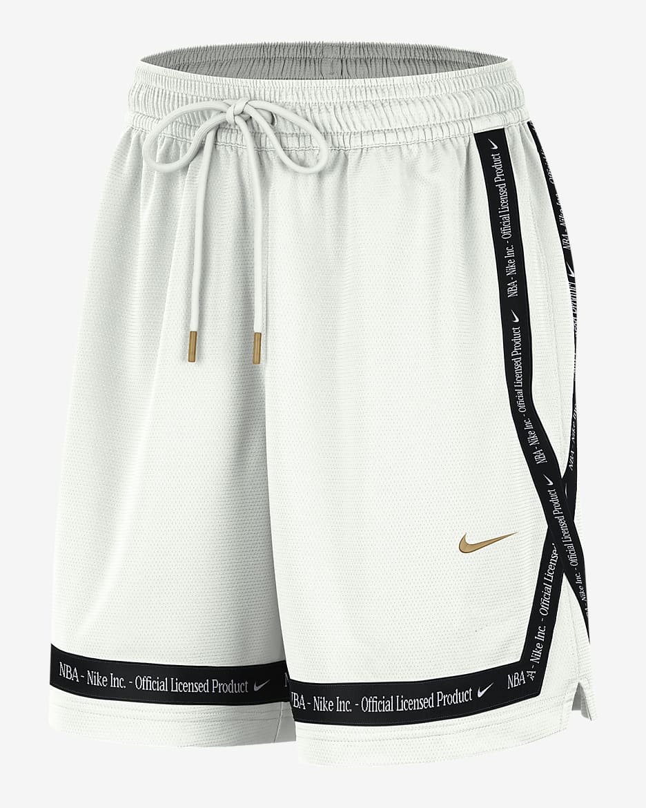 Shorts Nike Dri-FIT de la NBA con gráfico para mujer Team 31 Fly Crossover - Blanco cumbre/Negro/Oro metalizado