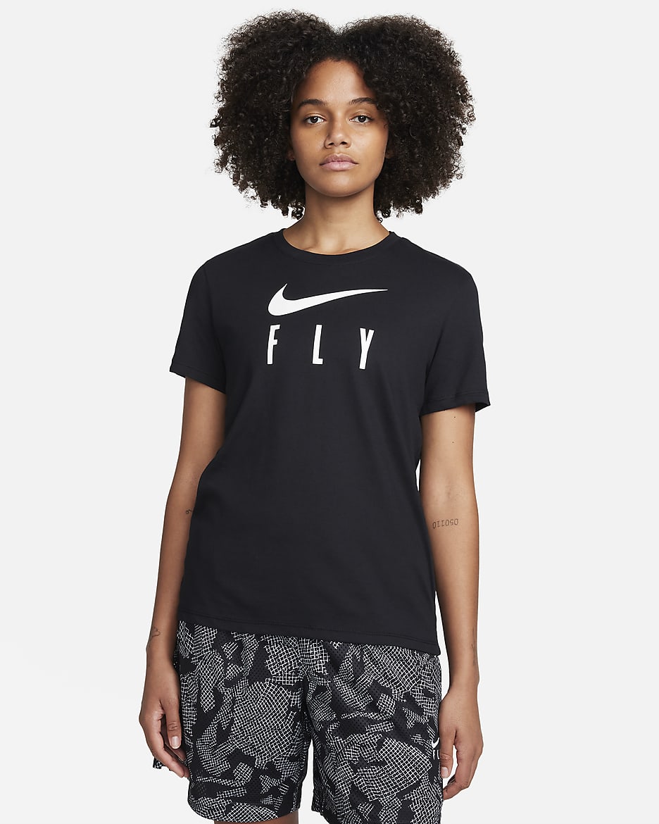 T-shirt à motif Dri-FIT Nike Swoosh Fly pour femme - Noir