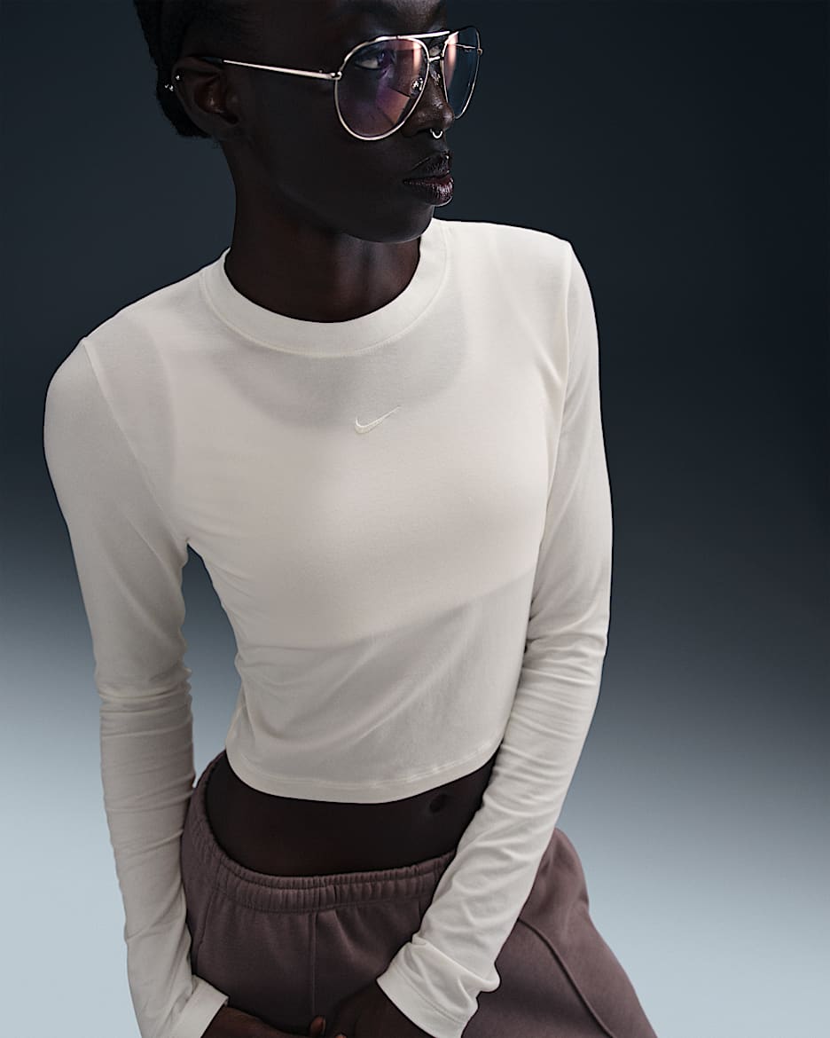 Nike Sportswear Chill Knit Women's Slim Long-Sleeve Cropped Top - Sail