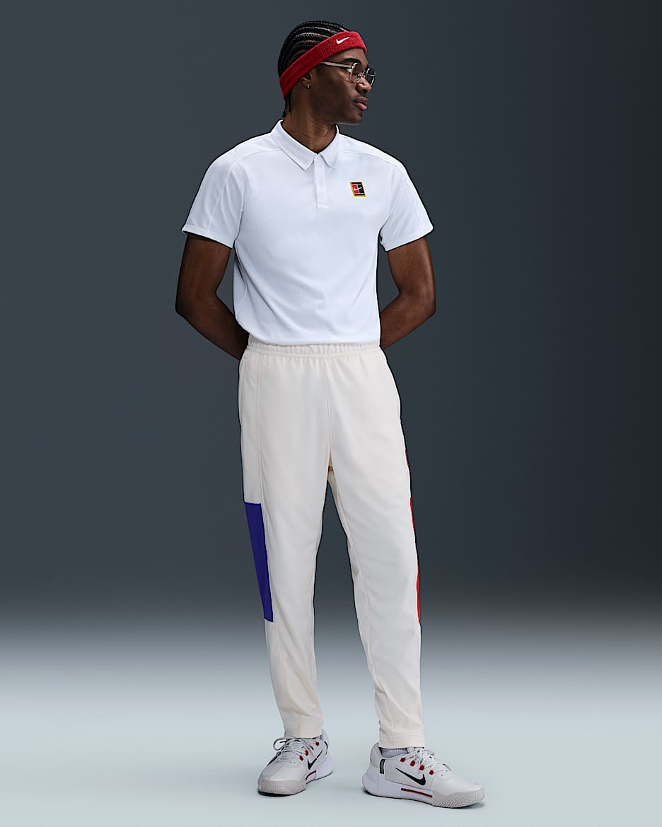 NikeCourt Heritage Men's Tennis Trousers - Pale Ivory/Deep Night/Light Crimson