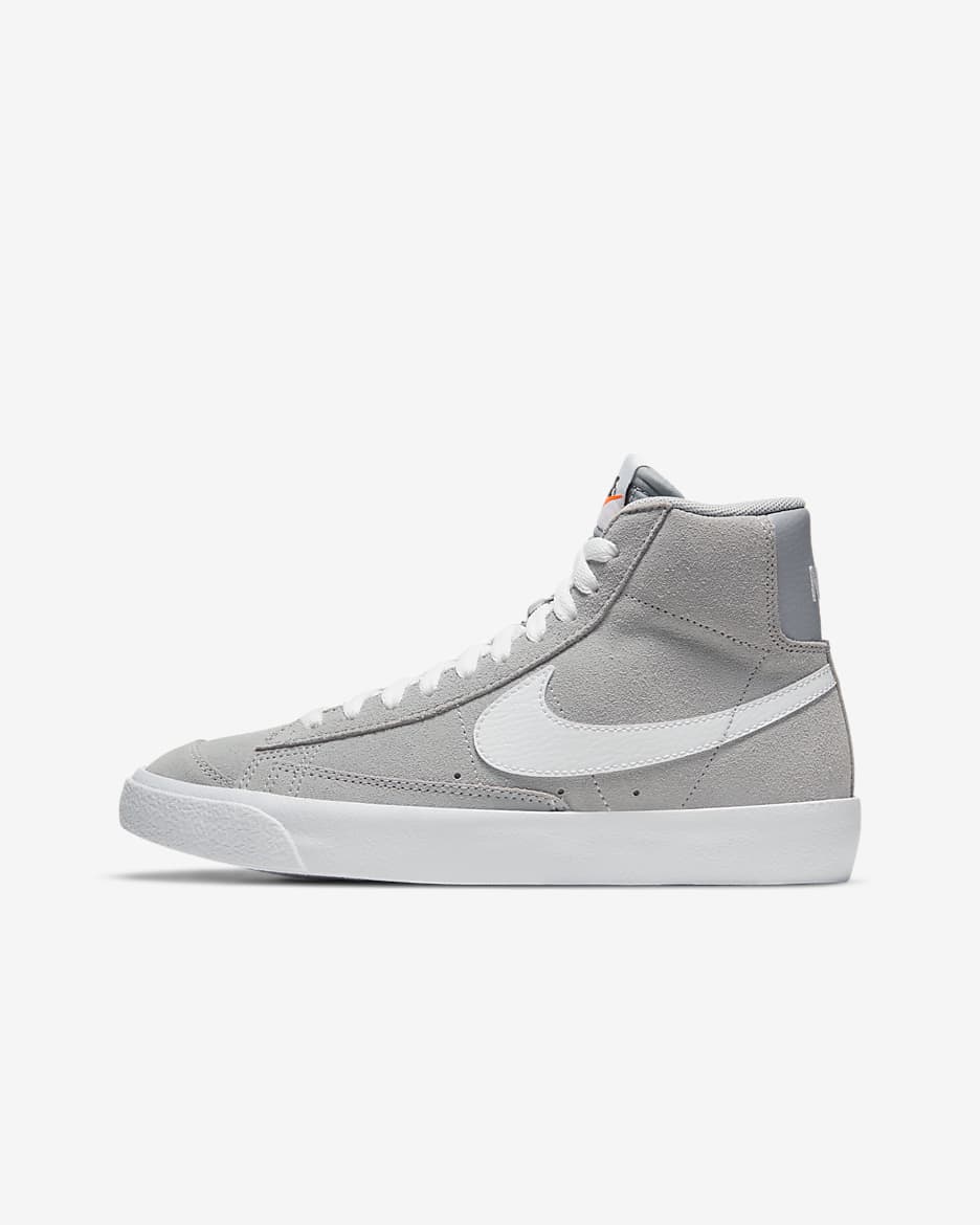 Nike Blazer Mid '77 Suede Big Kids' Shoes - Wolf Grey/Black/Total Orange/White
