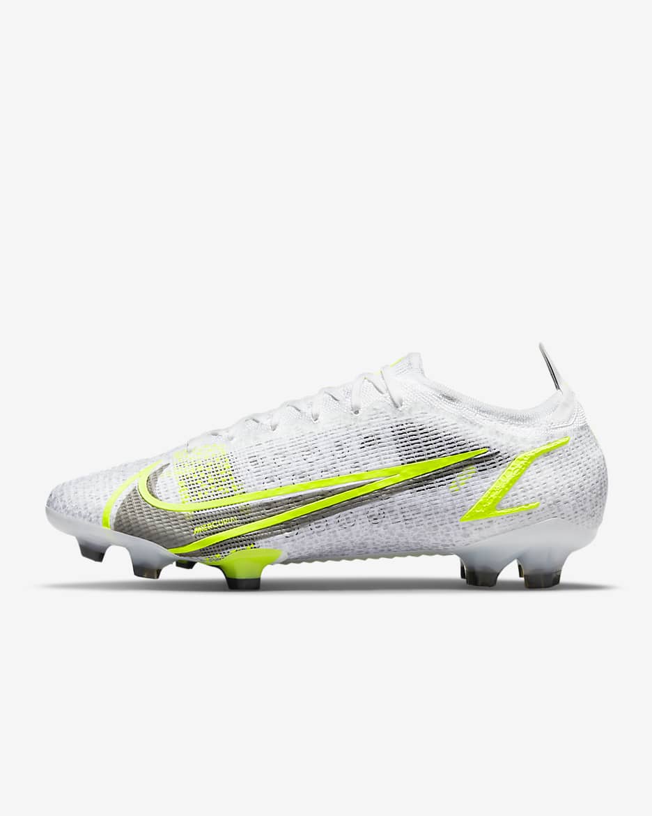 Chaussure de football à crampons pour terrain sec Nike Mercurial Vapor 14 Elite FG - Blanc/Metallic Silver/Volt/Noir