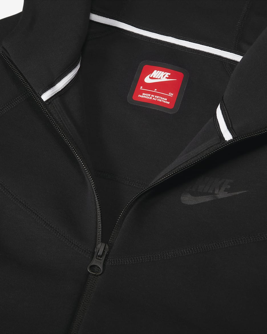 Felpa con cappuccio e zip a tutta lunghezza Nike Sportswear Tech Fleece - Ragazzo - Nero/Nero/Nero