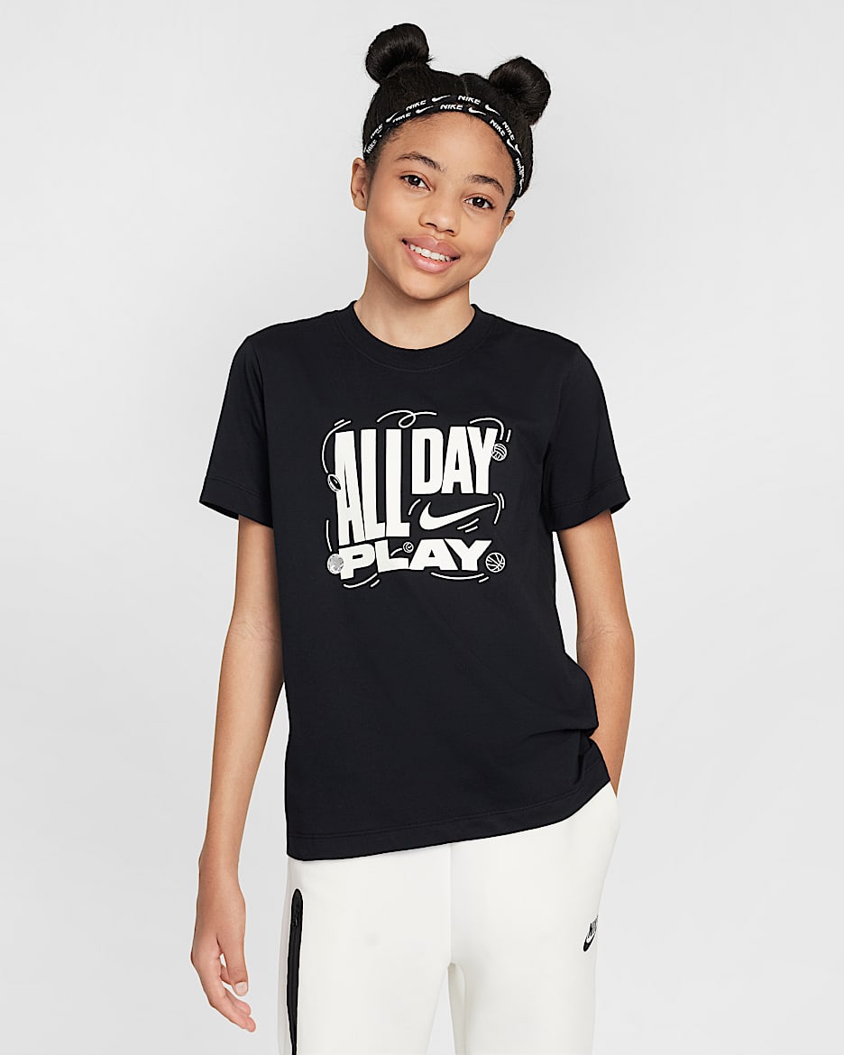 Playera para niños talla grande Nike Sportswear - Negro