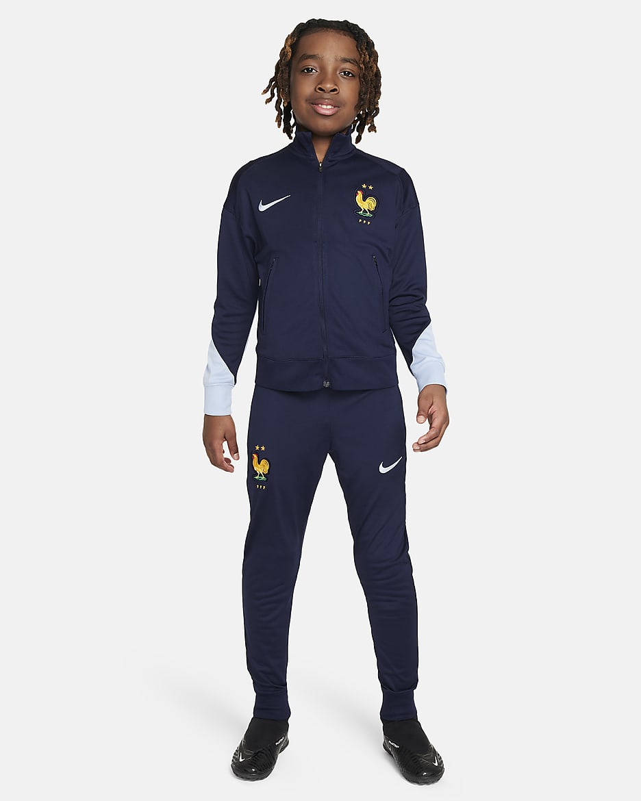 Survêtement de foot en maille Nike Dri-FIT FFF Strike pour ado - Blackened Blue/Cobalt Bliss/Cobalt Bliss